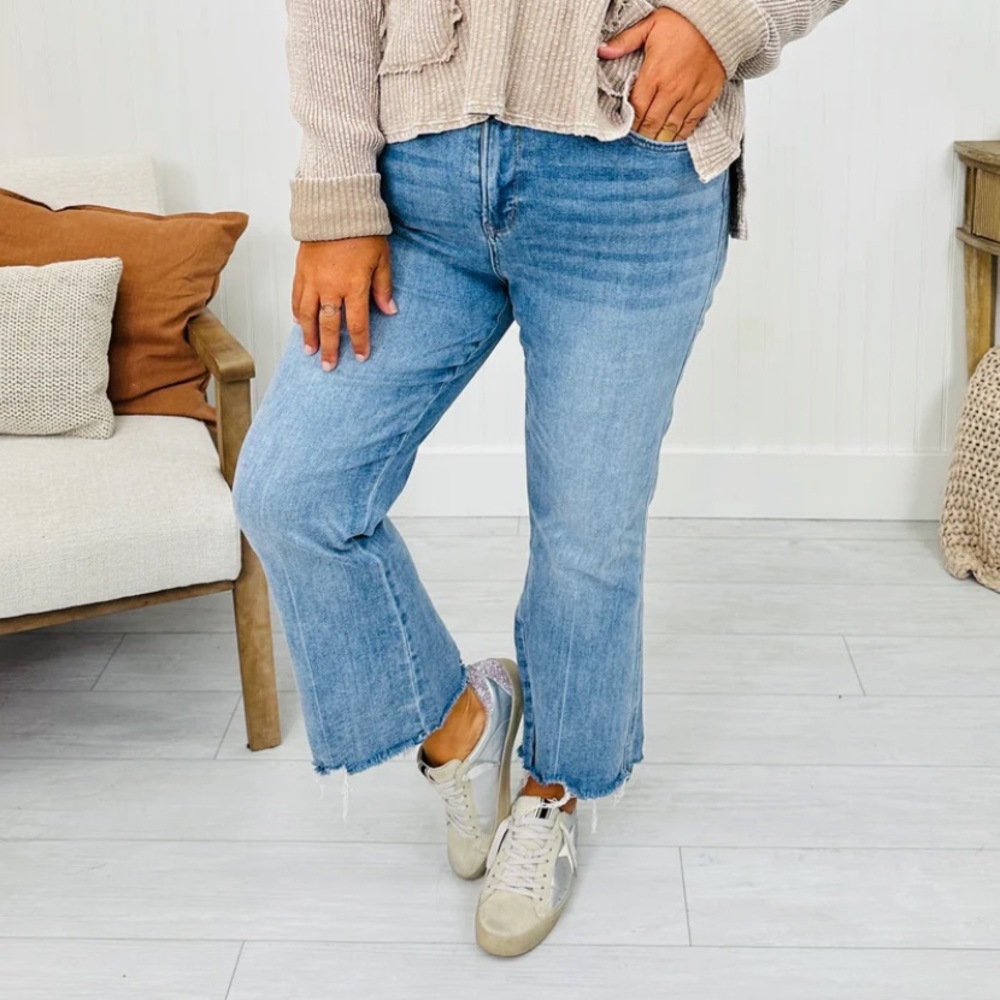 mica Kick Back And Relax Kick Flare Cropped Jeans Plus Size 18W